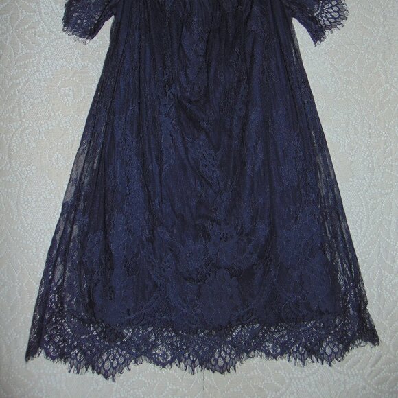 American Eagle Tunic blouse lace womens scalloped cottagecore Whimsigoth blue M - Picture 9 of 11